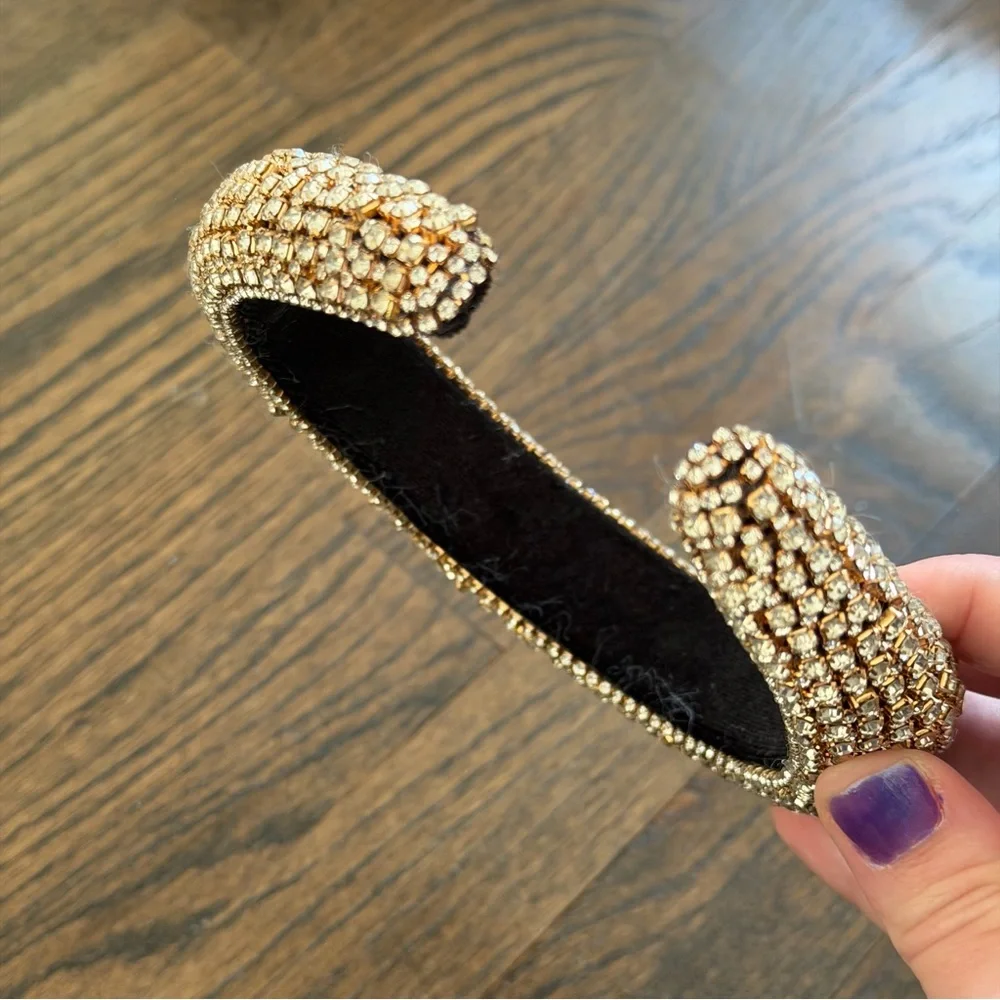 Embellished Gold Crystal Padded Headband - Picture 3 of 5
